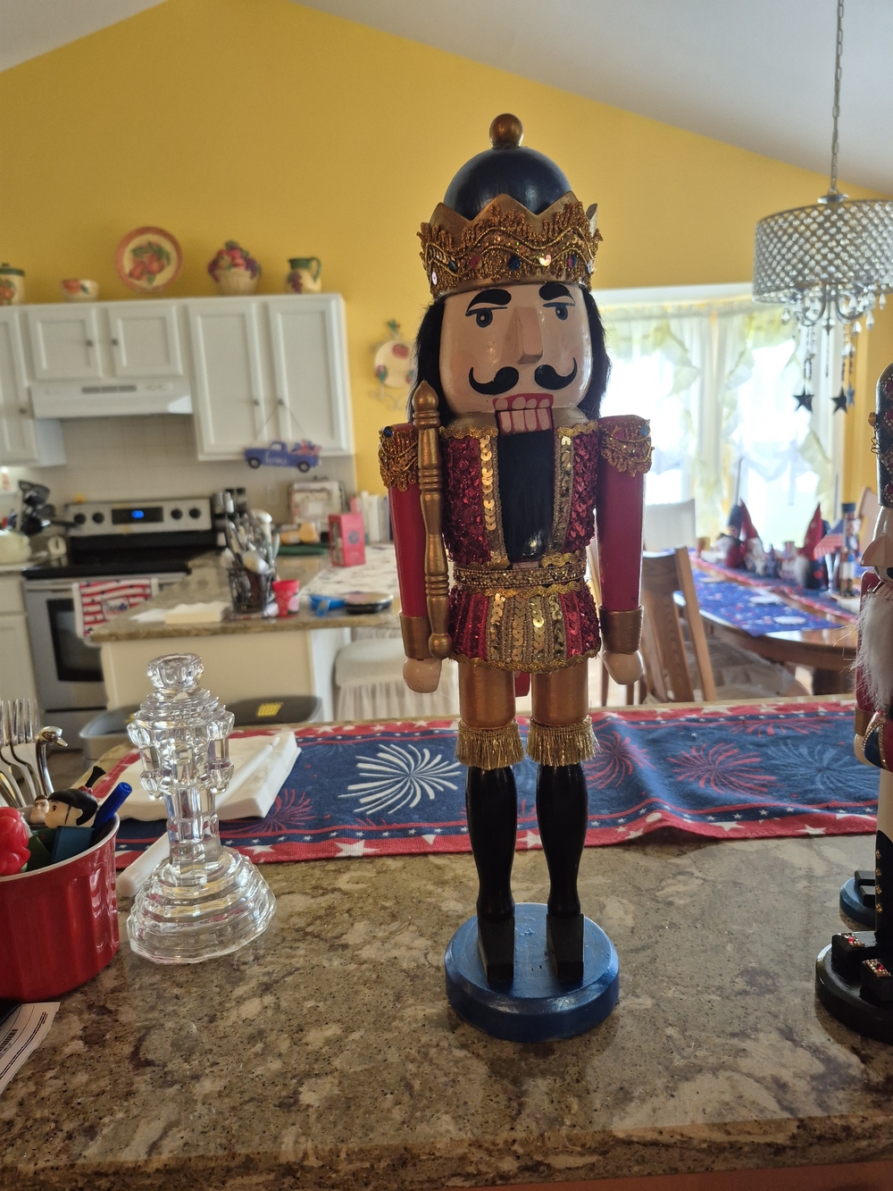 Hand-Painted Nutcracker Soldier in Red, Gold & Blue